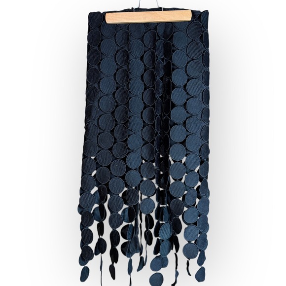 Commense Black Circle Applique Laser Cut Midi Skirt Whimsigoth Womens M Modern - Picture 3 of 12